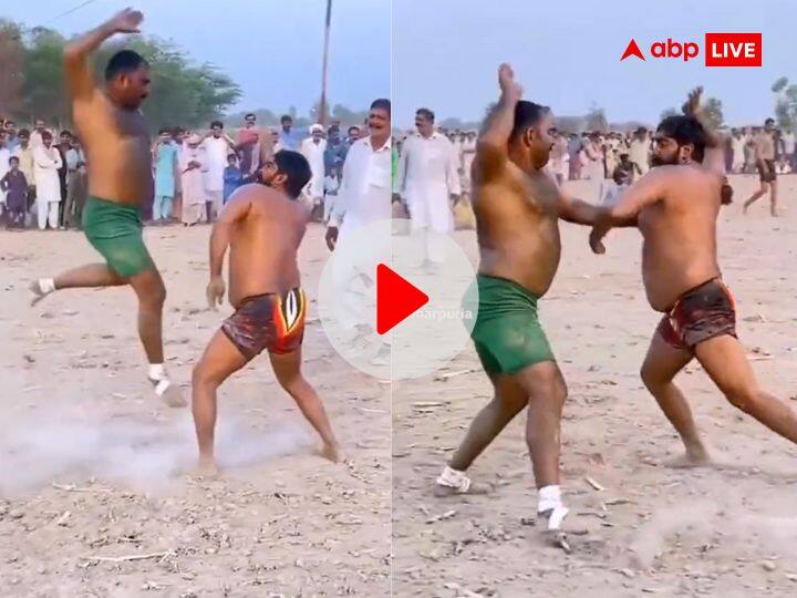 Pakistan slap kabaddi game video viral player slap opposite player Slap Kabaddi Viral Video: दो पहलवानों का गाल सुजा देने वाला खेल, सामने वाले खिलाड़ी पर जितना मन उतना बरसाते हैं थप्पड़