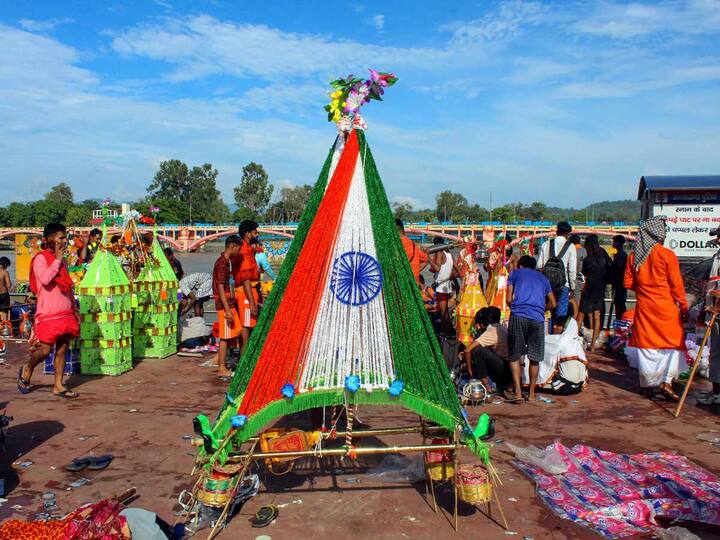 The Kanwar Yatra began on Tuesday (July 4), with Lord Shiva worshippers travelling from all over the country to Haridwar to draw holy water from the river Ganga.(Source: PTI)