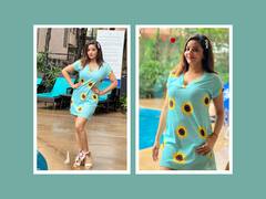 Monalisa Brightens Instagram In A Blue Dress With Sunflower Prints