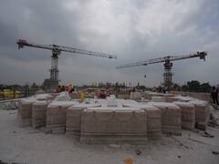 Ram Mandir: राम मंदिर के पहले तल का काम शुरू, सामने आई पहली तस्वीरें