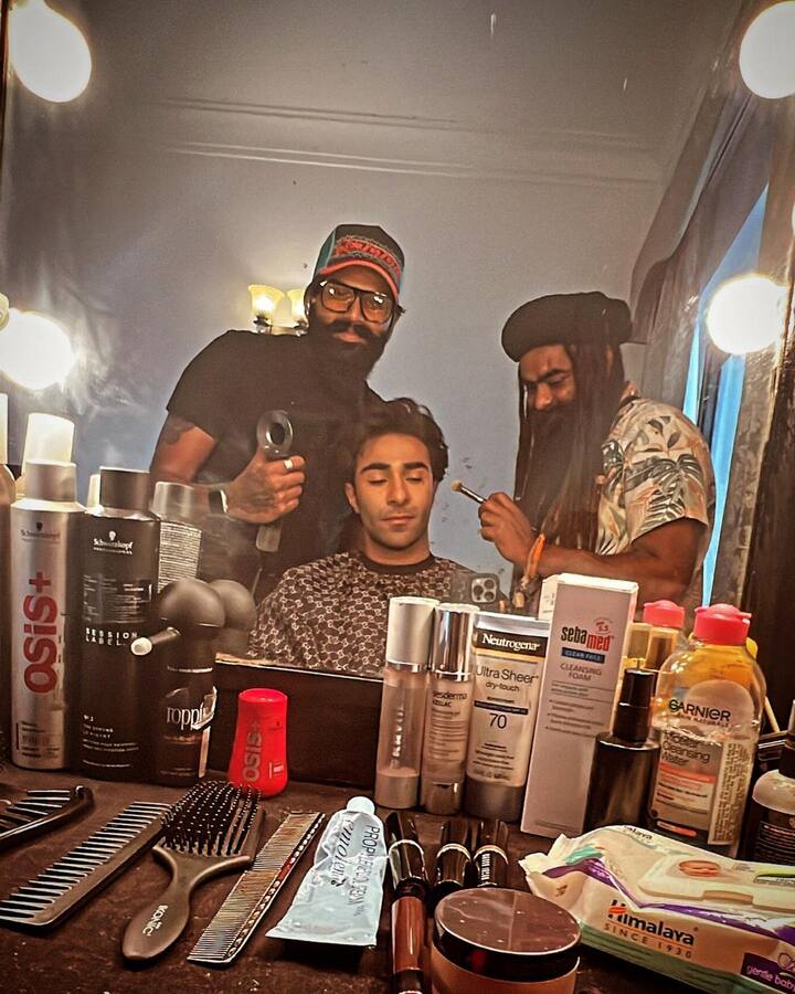 Aadar Jain in the vanity van