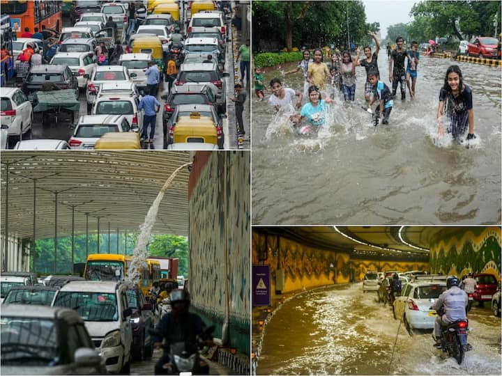 Delhi's first monsoon rain triggers chaos: inundated roads, overflowing drains, and paralysed traffic grip the city. Check out the pictures here.