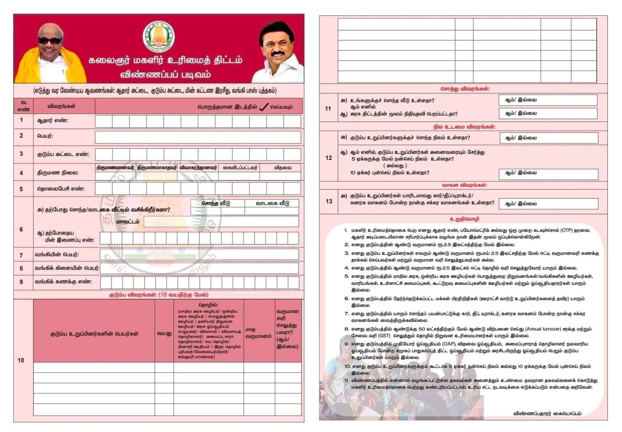 Kalaignar Womens Assistance Scheme: கலைஞர் மகளிர் உரிமைத் தொகை திட்டம் - விண்ணப்பம் வெளியீடு!