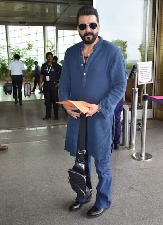 Sanjay Dutt appeared in dark glasses and blue look at the airport, fans liked his handsome look Sanjay Dutt appeared in dark glasses and blue look at the airport, fans liked his handsome look