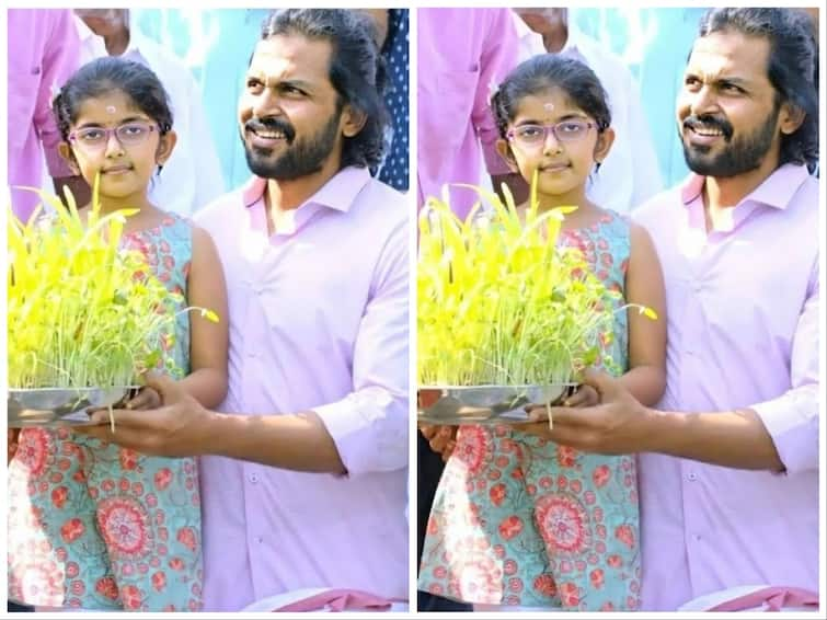 Actor Karthi Daughter Photo Goes Viral Tamil Cinema Entertainment News Actor Karthi Daughter: முளைப்பாரியுடன் வலம் வந்த வந்தியத்தேவனின் மகள் உமையாள்.. வைரலாகும் புகைப்படங்கள்