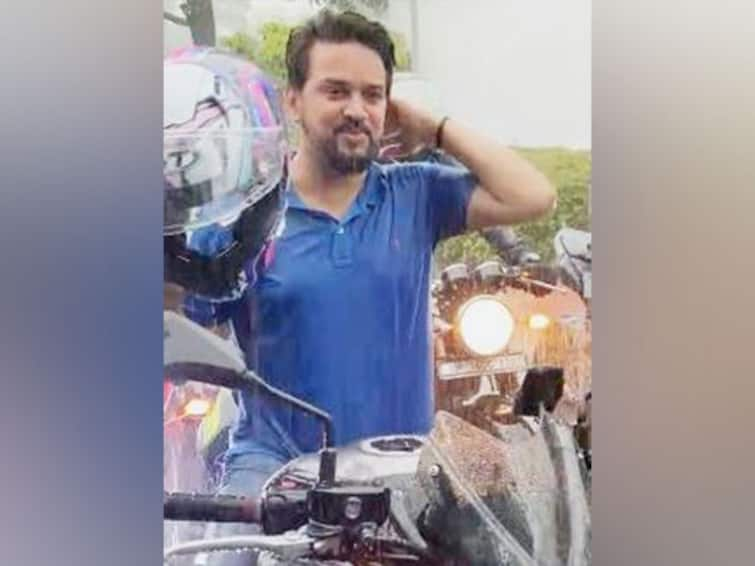 Union Minister Anurag Thakur Rides Sports Bike With MotoGP Riders, Ahead Of Racing Event In UP. WATCH