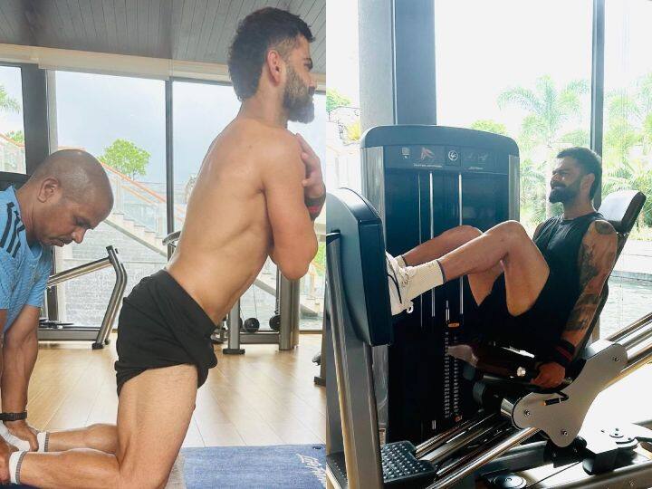 King Kohli sweats it out in the gym before the Test series against West Indies, pictures surfaced