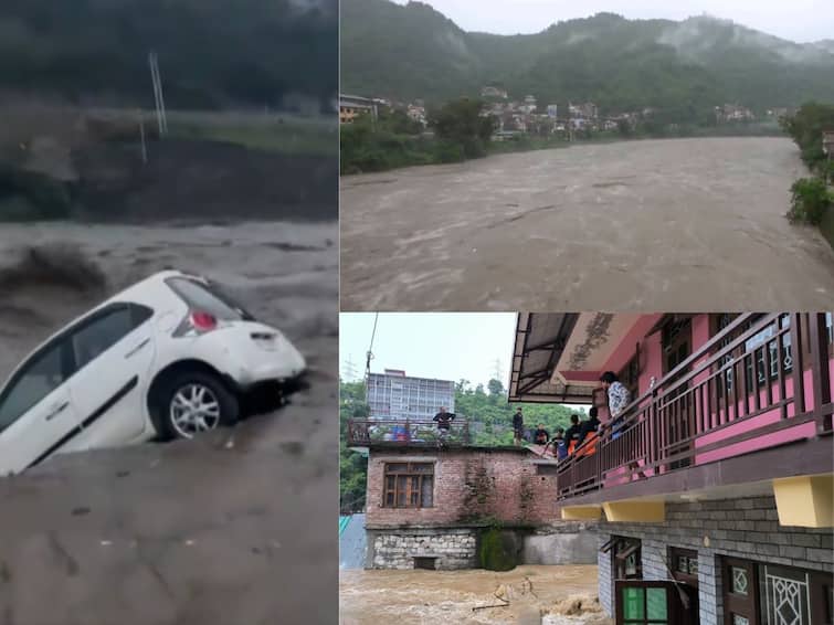 Himachal pradesh Rain Beas In Spate Flash Floods, Landslides. Movement Towards Atal Tunnel Stopped swollen river Updates 5 Dead, Roads Cracked, Overflowing Beas Washes Away Portion Of Highway As Rain Wreaks Havoc In Himachal