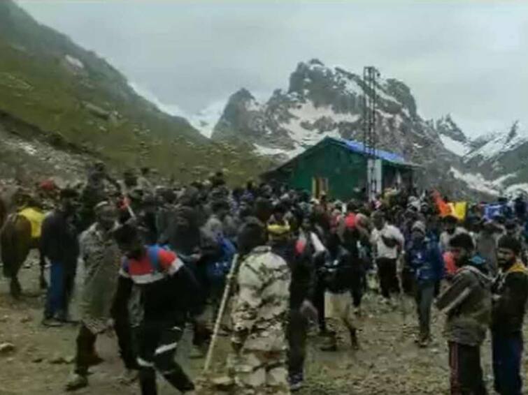 Amarnath Yatra Resumes Restarted Pahalgam Side Yatris Sheshnag Camp Amarnath Yatra Resumes From Pahalgam Side After 3 Days As Weather Improves — WATCH