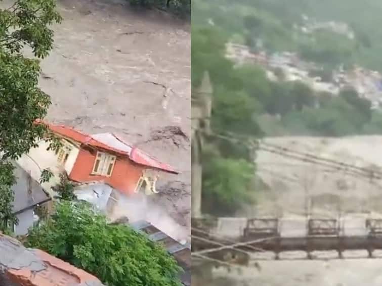Himachal Pradesh landslides and flash floods, triggered by incessant rain - watch video Shocking Video: கருணை காட்டாத கனமழை.. ஹிமாச்சலில் பதைபதைக்க வைக்கும் வெள்ளக் காட்சிகள்.. உடைந்து நொறுங்கும் வீடுகள்..