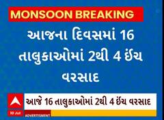 Gujarat Rain: આજના દિવસમાં 16 તાલુકામાં 2 થી 4 ઈંચ વરસાદ ખાબક્યો