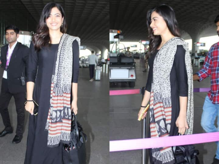 Rashmika Mandanna Airport Pics: फिल्म ‘पुष्पा’ फेम एक्ट्रेस रश्मिका मंदाना को हाल ही में एयरपोर्ट पर स्पॉट किया गया है. जहां एक्ट्रेस काफी ज्यादा खूबसूरत लुक में स्पॉट हुईं. नीचे देखिए तस्वीरें...