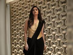 Keerthy Suresh Stuns In A Black Saree For Maamannan Promotions; See