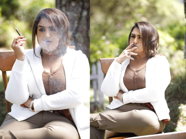 Vanitha Vijayakumar look as cop in the movie kadaisi thotta goes viral details Vanitha Vijayakumar: அதிரடி போலீஸ்... கையில் சிகரெட்... கடைசி தோட்டா பட கெட் அப்பில் மிரட்டும் வனிதா விஜயகுமார்!