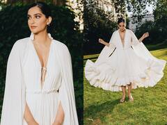 Sonam Kapoor Poses In Sister Rhea Kapoor's White Ruffle Dress - SEE PICS