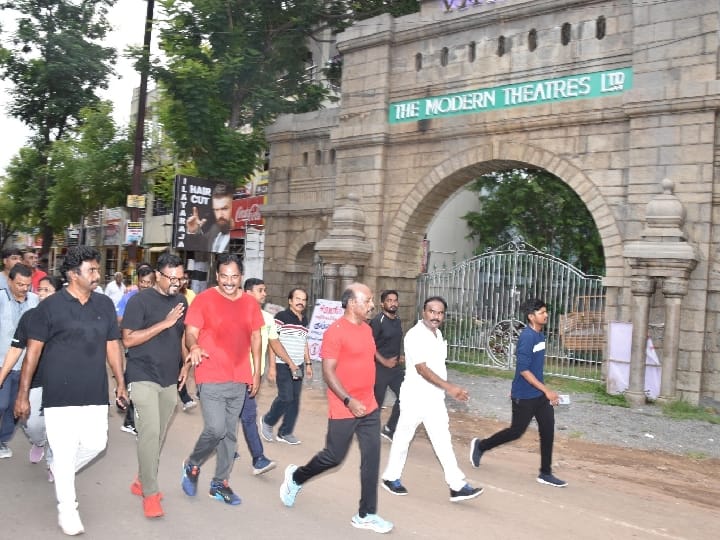 Minister M. Subramanian inspects the site selected for the 