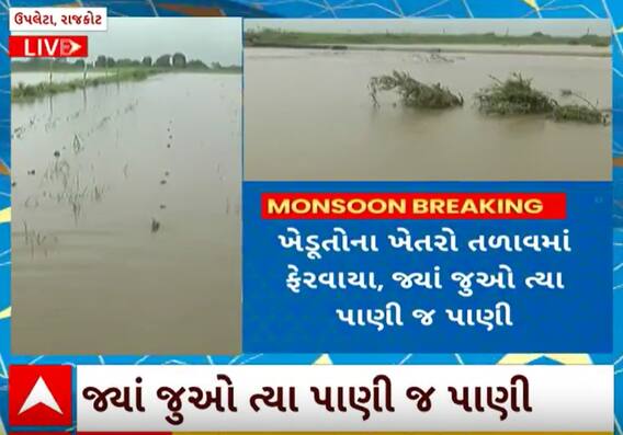 Rajkot Rain | ખેતરો બેટમાં ફેરવાઈ જતા પાક પર ફરી વળ્યા પાણી, ખેડૂતો પર ફરી સંકટ