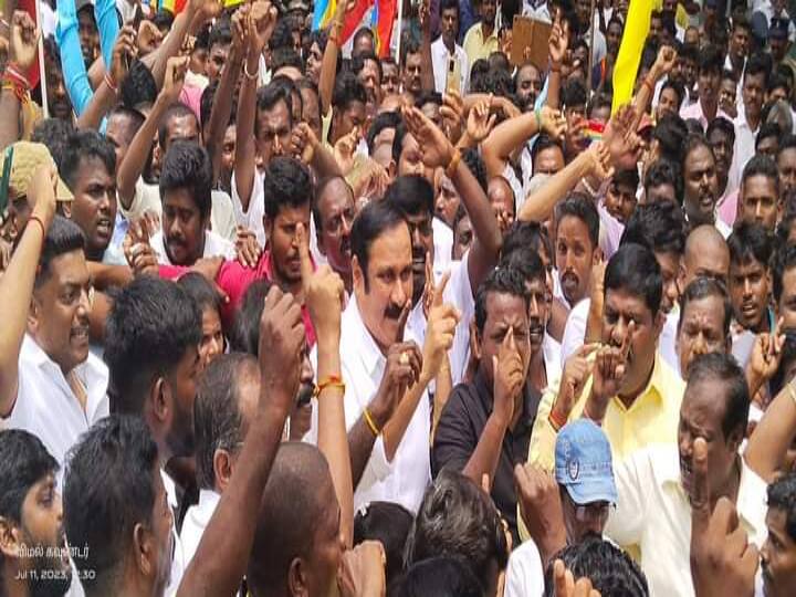 Chengalpattu pmk protest at Chengalpattu on behalf of pmk members killing  to condemn TNN Anbumani Ramadoss: 