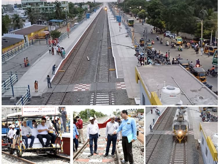 Thoothukudi-meelavittan double track train at a speed check of 120 kmph TNN தூத்துக்குடி- மீளவிட்டான் இடையே இரட்டை ரயில் பாதை; 120 கி.மீ., வேகத்தில் ரயிலை இயக்கி சோதனை