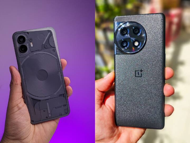 बैटरी और डिस्प्ले : नथिंग फ़ोन 2 में 6.7 इंच की OLED डिस्प्ले मिलती है जो 120hz के रिफ्रेश रेट को सपोर्ट करती है. वनप्लस के फोन में भी 6.74 इंच की एलोमेड डिस्प्ले 120hz के रिफ्रेश रेट के साथ मिलती है. नथिंग फोन 2 में 4700 एमएएच की बैटरी मिलती है जबकि वनप्लस के फोन में 5000 एमएएच की बैटरी 100 वॉट के फास्ट चार्जिंग के साथ मिलती है.