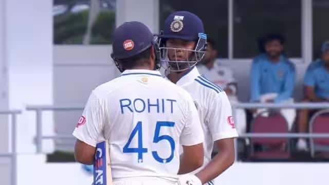 150 runs opening partnership for India   This is fantastic by Rohit & Jaiswal!!! रोहित शर्मा-यशस्वीची दीडशतकी सलामी, भारतीय संघाकडे आघाडी, सामन्यावरही वर्चस्व