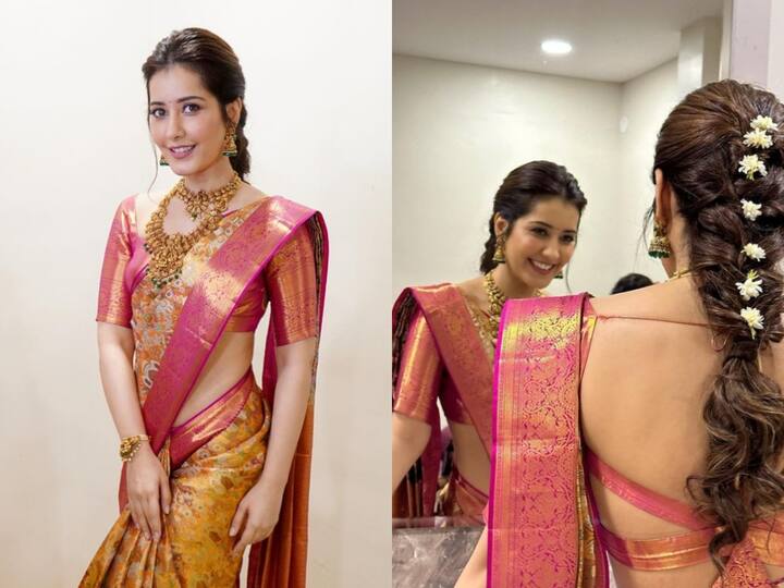 Raashii Khanna Saree Pics : நடிகை ராஷி கண்ணா, சேலை அணிந்து போட்டோஷூட் செய்து இன்ஸ்டாவில் பதிவிட்டுள்ளார்.