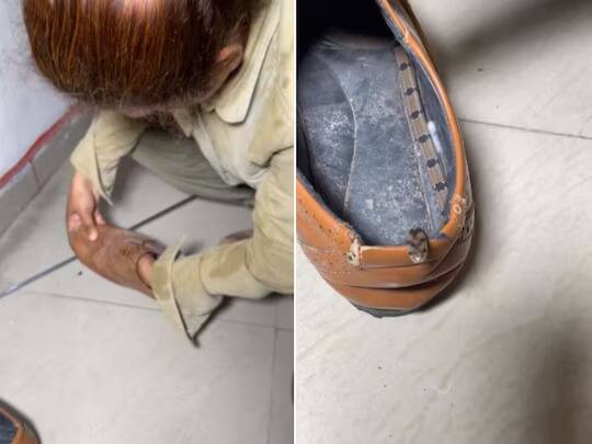 woman rescue snake hiding in shoes viral video Viral Video: ਜੁੱਤੀ ਦੇ ਅੰਦਰ ਛੁਪਿਆ ਸੱਪ, ਔਰਤ ਨੇ ਹੱਥ ਨਾਲ ਕੱਢਿਆ ਬਾਹਰ! ਦੇਖੋ ਵੀਡੀਓ