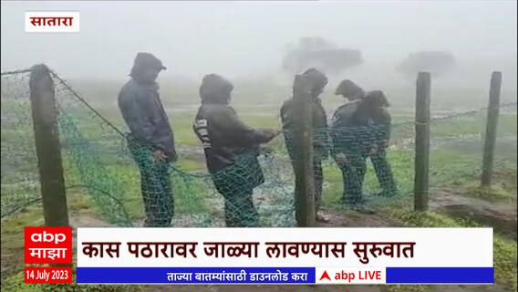Satara Kaas Pathar: कास पठारावर पर्यटकांच्या संरक्षणासाठी जाळ्या लावण्यास सुरूवात