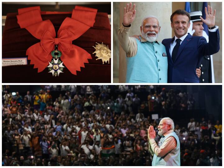 Prime Minister Narendra Modi was accorded a red-carpet welcome as he arrived in Paris on a two-day visit. Here are some glimpses from his Day 1 in France.