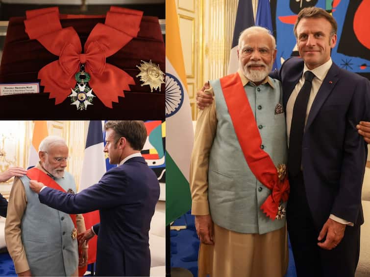 PM Narendra Modi Conferred With France's Highest Award 'Grand Cross of the Legion of Honour' By Emmanuel Macron PM Modi Conferred With France's Highest Award 'Grand Cross Of The Legion Of Honour' By Macron