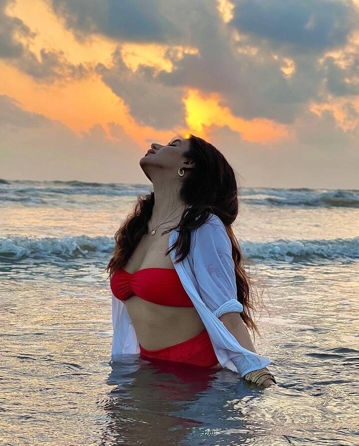 મિશા અય્યરની રેડ કલરની બિકિનીમાં ખૂબ જ હોટ તસવીરોએ ઈન્સ્ટાગ્રામ પર આગ લગાવી છે.