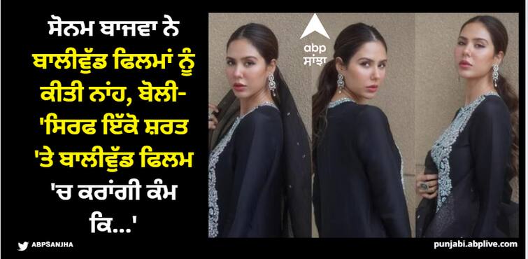 punjabi superstar sonam bajwa says no to bollywood says will be doing bollywood movie on one condition ਸੋਨਮ ਬਾਜਵਾ ਨੇ ਬਾਲੀਵੁੱਡ ਫਿਲਮਾਂ ਨੂੰ ਕੀਤੀ ਨਾਂਹ, ਬੋਲੀ- 'ਸਿਰਫ ਇੱਕੋ ਸ਼ਰਤ 'ਤੇ ਬਾਲੀਵੁੱਡ ਫਿਲਮ 'ਚ ਕਰਾਂਗੀ ਕੰਮ ਕਿ...'