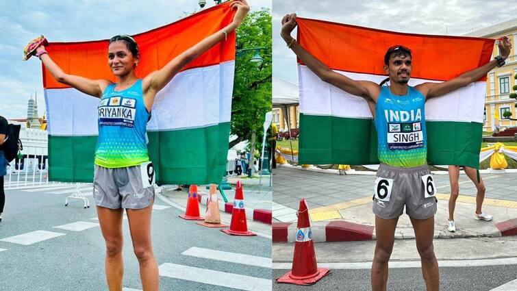 Asian Athletics Championships: Priyanka and Vikash win medals in 20km racewalk Asian Athletics Championships: এশিয়ান অ্যাথলেটিক্স চ্যাম্পিয়নশিপে রুপো প্রিয়ঙ্কার, ব্রোঞ্জ বিকাশের