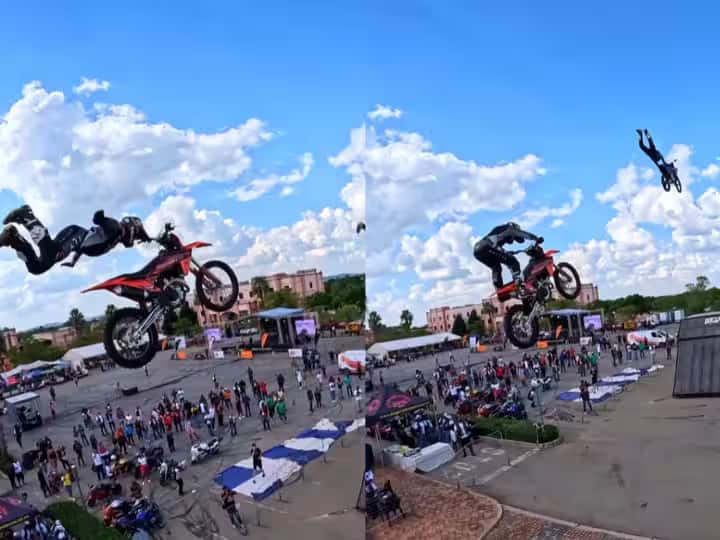 Viral Video: ਹੈਰਾਨੀਜਨਕ ਕਾਰਨਾਮਾ! ਨੌਜਵਾਨਾਂ ਨੇ ਅਸਮਾਨ 'ਚ ਚਲਾ ਦਿੱਤੀ ਬਾਈਕ, ਜਿਸ ਨੇ ਦੇਖ ਲਿਆ... ਵੇਖਦੇ ਹੀ ਰਹਿ ਗਿਆ - VIDEO boys ride bike in the sky watch viral video Viral Video: ਹੈਰਾਨੀਜਨਕ ਕਾਰਨਾਮਾ! ਨੌਜਵਾਨਾਂ ਨੇ ਅਸਮਾਨ 'ਚ ਚਲਾ ਦਿੱਤੀ ਬਾਈਕ, ਜਿਸ ਨੇ ਦੇਖ ਲਿਆ... ਵੇਖਦੇ ਹੀ ਰਹਿ ਗਿਆ - VIDEO