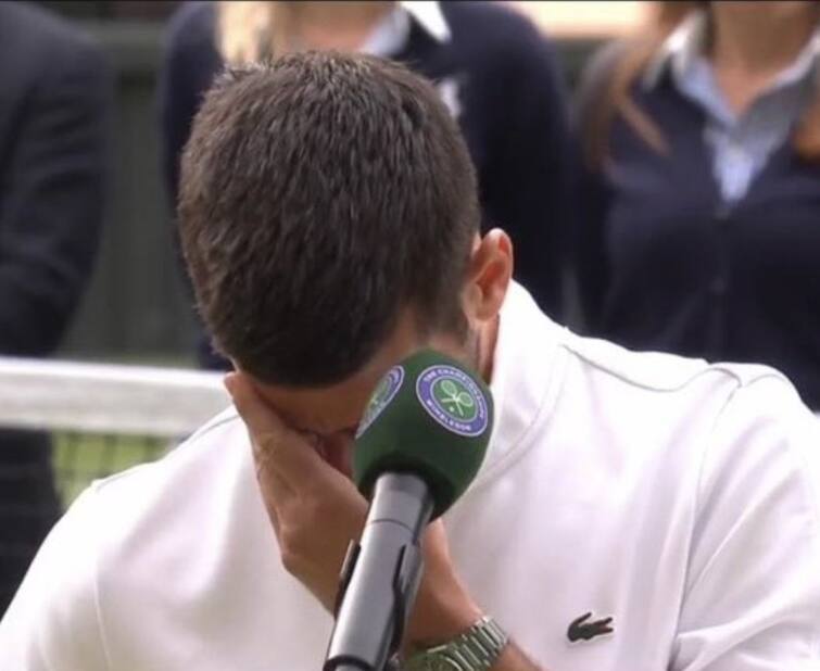 Wimbledon Novak Djokovic Breaks Down After Looking At His Son Djokovic vs Alcaraz Wimbledon match highlights WATCH: Novak Djokovic Breaks Down After Looking At His Son Following Wimbledon Loss