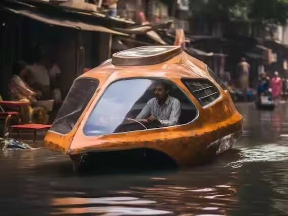 इन्स्टाग्रामवर आर्टिस्ट विकास पवार  @vkspwr ने काही फोटो शेअर केले आहेत. फोटोंमध्ये लाल किल्ला आणि इंडिया गेटसह इतरही अनेक भागांत पाणी भरल्याचं दिसून येत आहे.