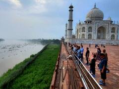 आगरा में 45 साल बाद ताजमहल की दीवार तक पहुंचा यमुना का पानी, निचले इलाके जलमग्न, प्रशासन अलर्ट