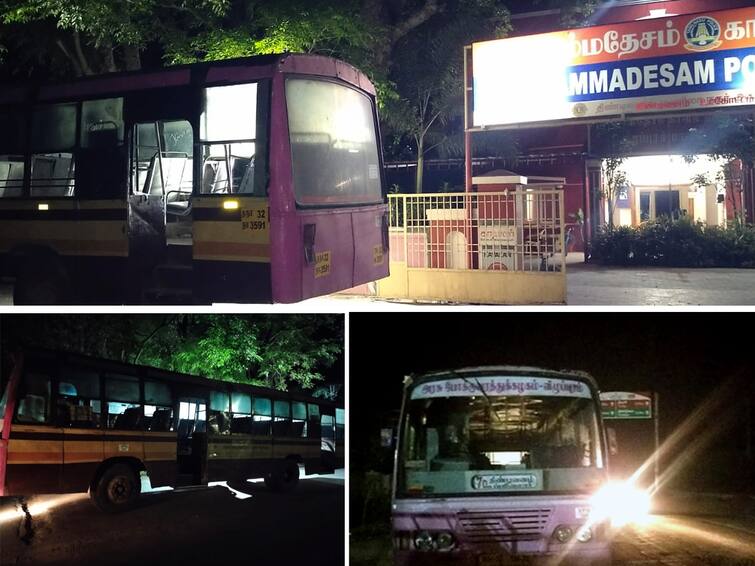 Minister Ponmudi taken for investigation in Villupuram Government buses stop at police stations TNN விழுப்புரத்தில் பரபரப்பு .... காவல் நிலையங்களில் நிறுத்தி வைக்கப்பட்ட அரசுப் பேருந்துகள்