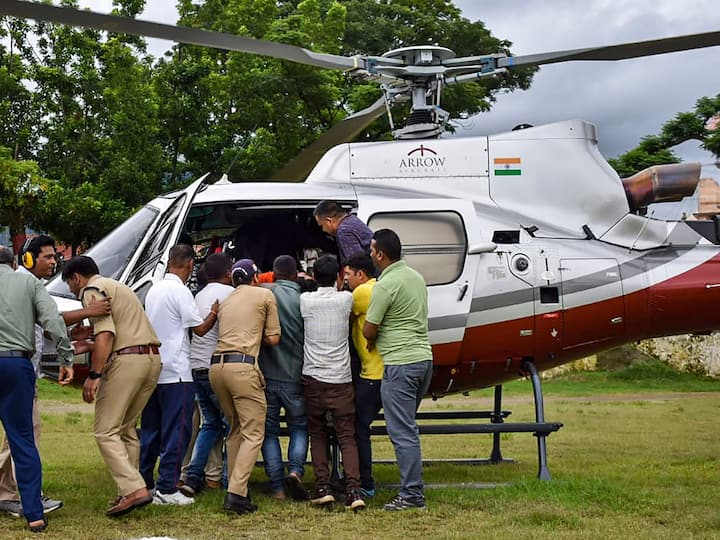 An injured being airlifted to AIIMS Rishikesh after an accident in Chamoli district. (Photo Source: PTI)