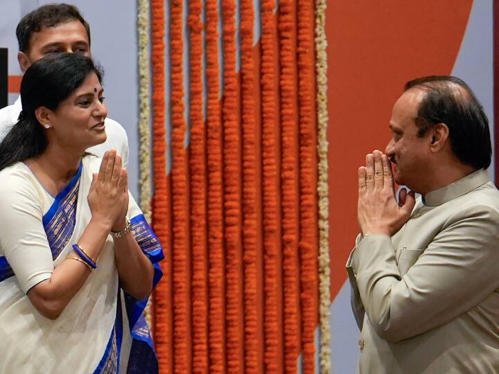 बैठक में केंद्रीय मंत्री अनुप्रिया पटेल एनडीए के नए सहयोगी बने अजित पवार के साथ दिखाई दी, दोनों नेताओं ने हाथ जोड़कर एक दूसरे का अभिवादन किया.