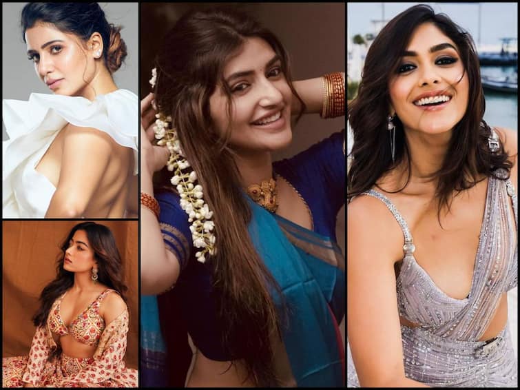 TOP 2 actresses of Tollywood Samantha Rashmika OUT Sreeleela Mrunal thakur In TOP 2 Tollywood Actresses: సమంత, రష్మిక అవుట్ - టాలీవుడ్ టాప్ ప్లేస్ కోసం ఆ యంగ్ బ్యూటీస్ పోటీ!