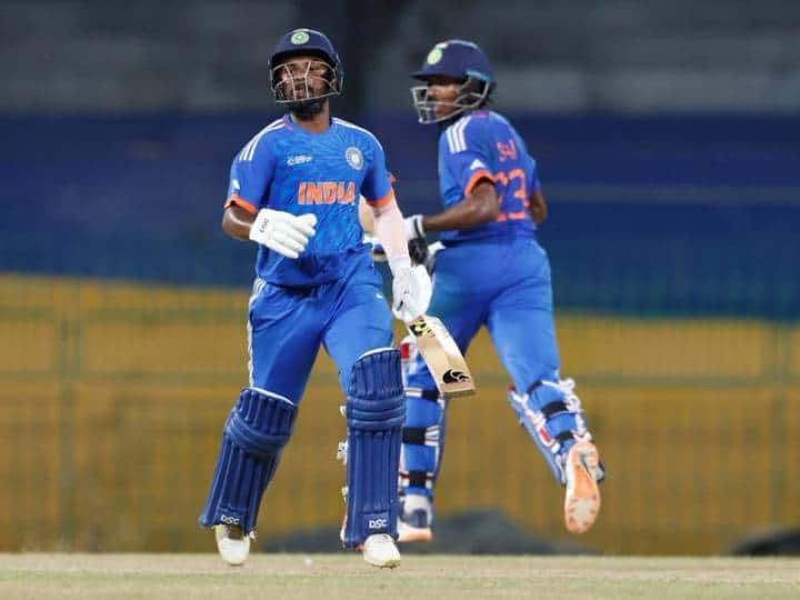 IND A vs PAK A Match Highlights ACC Emerging Asia Cup 2023 India A Beat Pakistan By 08 Wickets Sai Sudharsan Rajvardhan Hangargekar Asia Cup 2023 : भारताचा पाकिस्तानवर 8 विकेटने विजय; हंगरगेकरचा भेदक मारा, साई सुदर्शनचे दमदार शतक