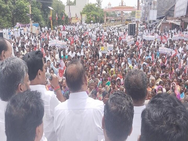 ADMK Protest: காய்கறிகளால்  மாலை அணிந்து திமுக அரசை கண்டித்து  திருவாரூரில் அதிமுக ஆர்ப்பாட்டம்