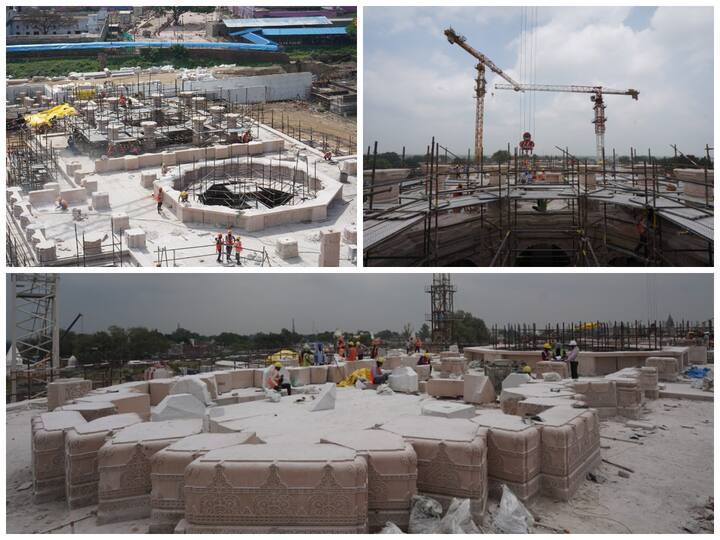 Fresh images of the construction of the Ram temple in Ayodhya were released by the Shri Ram Janmabhoomi Teerth Kshetra.