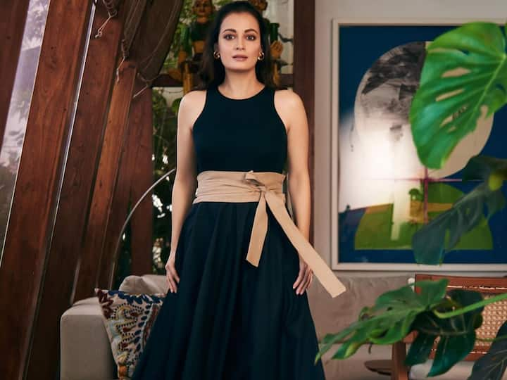 Dia Mirza looks great in a black dress made of eco-friendly and breathable fabric. Check out her look in detail.