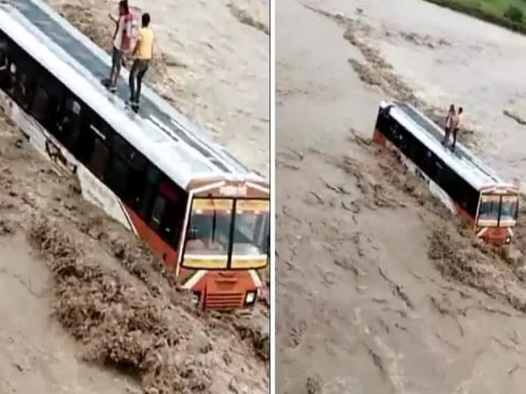 Bus gets stuck in river at uttarpradesh passengers rescued Watch Video: ஆர்ப்பரித்து ஓடும் வெள்ளம்.. நடுவில் சிக்கிய பேருந்து.... 36 பயணிகளின் கதி என்ன?