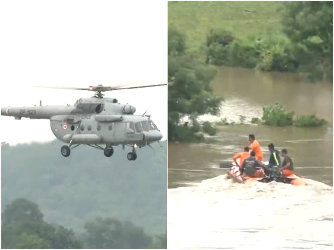 IAF Choppers Join Rescue Op In Maharashtra's Yavatmal As Locals Stranded Due To Flood — WATCH Maharashtra Rain Flood News IAF Choppers Join Rescue Op In Yavatmal As 45 People Stranded Due To Floods WATCH IAF Choppers Join Rescue Op In Maharashtra's Yavatmal As Locals Stranded Due To Flood — WATCH