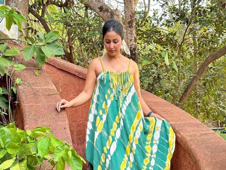 In a gorgeous green dress, Hina Khan posted pictures from Goa and shared tidbits about her vacation.