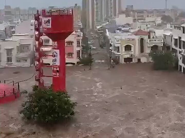 Roads inundated in Gujarat's Junagadh where heavy rain triggered a flood-like situation. (Image Source: PTI)