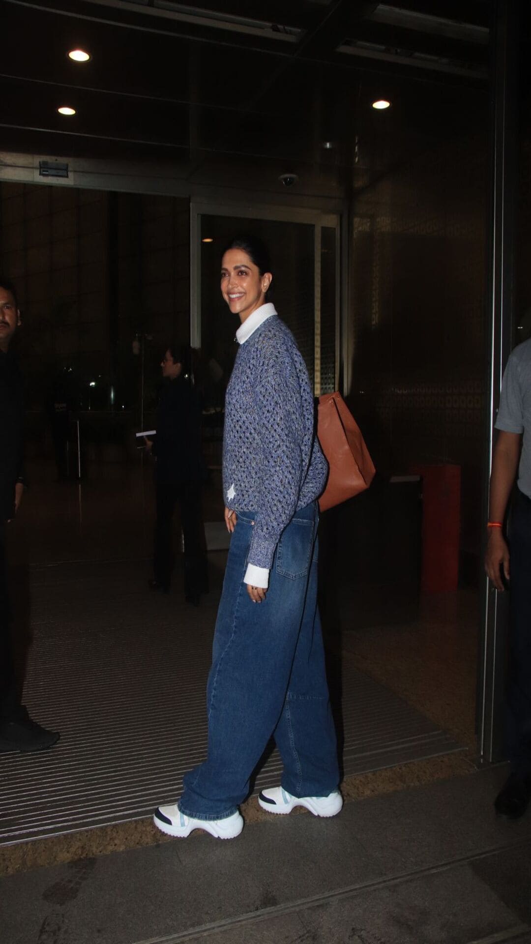 Deepika Padukone looks stunning a blue crochet sweater as she gets clicked  at the airport